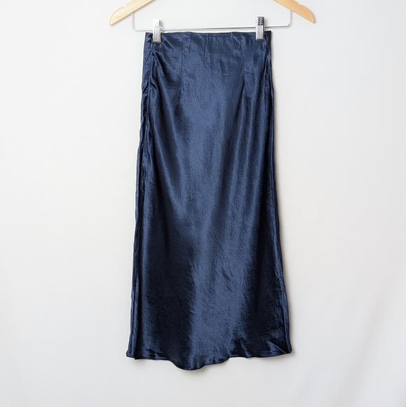 BABATON Satin Slip Midi Skirt Blue 00 Aritzia - Picture 12 of 16